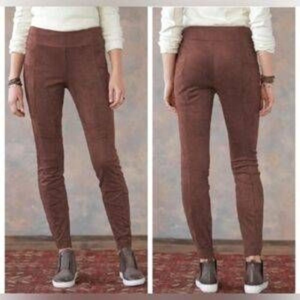 Sundance Lux Dreams Brown Faux Suede Leggings 12 Gorpcore Trendy Office Casual
